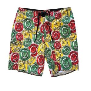 Hinano Tahiti Colorful Caribbean Surf Board Shorts Swim Trunks Size 33